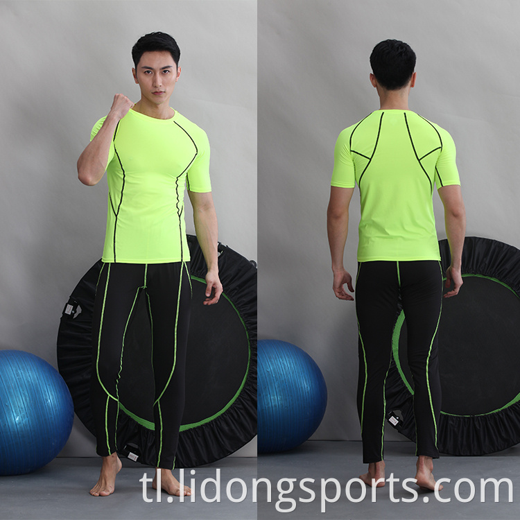 2021 Maikling Sleeve Muscle Mens Gymcycling Damit na Pagpapatakbo ng Fitness Damit